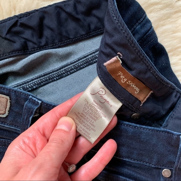 PAIGE Peg Skinny Dark Wash Stretch Jeans 26 - Picture 5 of 10